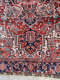 7'8 x 11'1 Antique Heriz rug #2209 / 8x11 Vintage Rug - Blue Parakeet Rugs