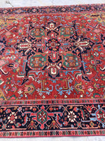 7'9 x 10'6 Antique Heriz Rug - Blue Parakeet Rugs