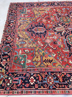 7'9 x 10'6 Antique Heriz Rug - Blue Parakeet Rugs