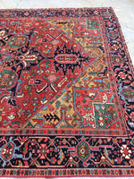 7'9 x 10'6 Antique Heriz Rug - Blue Parakeet Rugs