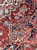 7'8 x 11'1 Antique Heriz rug #2209 / 8x11 Vintage Rug - Blue Parakeet Rugs