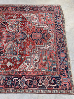 7'8 x 11'1 Antique Heriz rug #2209 / 8x11 Vintage Rug - Blue Parakeet Rugs