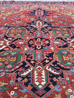 7'9 x 10'6 Antique Heriz Rug - Blue Parakeet Rugs