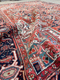 7'8 x 11'1 Antique Heriz rug #2209 / 8x11 Vintage Rug - Blue Parakeet Rugs