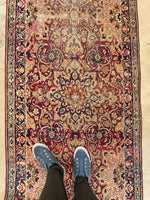 2'11 X 17'9 Antique Skinny 1880s Kerman Runner #1859 / 3x18 Vintage Skinny Runner - Blue Parakeet Rugs