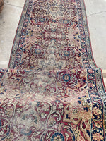 2'11 X 17'9 Antique Skinny 1880s Kerman Runner #1859 / 3x18 Vintage Skinny Runner - Blue Parakeet Rugs