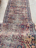 2'11 X 17'9 Antique Skinny 1880s Kerman Runner #1859 / 3x18 Vintage Skinny Runner - Blue Parakeet Rugs