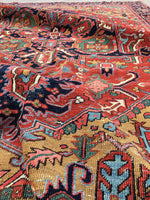 7'9 x 10'6 Antique Heriz Rug - Blue Parakeet Rugs