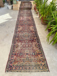 2'11 X 17'9 Antique Skinny 1880s Kerman Runner #1859 / 3x18 Vintage Skinny Runner - Blue Parakeet Rugs