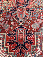 7'8 x 11'1 Antique Heriz rug #2209 / 8x11 Vintage Rug - Blue Parakeet Rugs