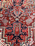 7'8 x 11'1 Antique Heriz rug #2209 / 8x11 Vintage Rug - Blue Parakeet Rugs