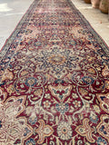 2'11 X 17'9 Antique Skinny 1880s Kerman Runner #1859 / 3x18 Vintage Skinny Runner - Blue Parakeet Rugs