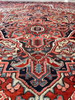 7'8 x 11'1 Antique Heriz rug #2209 / 8x11 Vintage Rug - Blue Parakeet Rugs