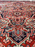 7'8 x 11'1 Antique Heriz rug #2209 / 8x11 Vintage Rug - Blue Parakeet Rugs