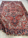 7'8 x 11'1 Antique Heriz rug #2209 / 8x11 Vintage Rug - Blue Parakeet Rugs