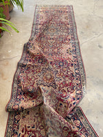 2'11 X 17'9 Antique Skinny 1880s Kerman Runner #1859 / 3x18 Vintage Skinny Runner - Blue Parakeet Rugs