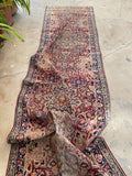 2'11 X 17'9 Antique Skinny 1880s Kerman Runner #1859 / 3x18 Vintage Skinny Runner - Blue Parakeet Rugs
