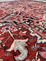 7'8 x 11'1 Antique Heriz rug #2209 / 8x11 Vintage Rug - Blue Parakeet Rugs