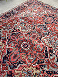 7'8 x 11'1 Antique Heriz rug #2209 / 8x11 Vintage Rug - Blue Parakeet Rugs