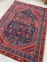 4' x 5'7 Antique Kurdish rug #2033 / 4x6 Vintage Rug - Blue Parakeet Rugs