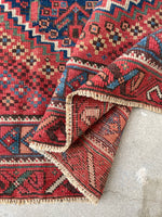 4' x 5'7 Antique Kurdish rug #2033 / 4x6 Vintage Rug - Blue Parakeet Rugs