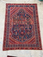 4' x 5'7 Antique Kurdish rug #2033 / 4x6 Vintage Rug - Blue Parakeet Rugs