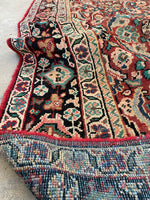 7' x 10'1 Antique Mahal rug #2210 / 7x10 Vintage Rug - Blue Parakeet Rugs