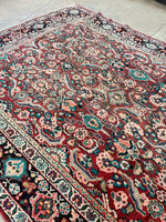 7' x 10'1 Antique Mahal rug #2210 / 7x10 Vintage Rug - Blue Parakeet Rugs