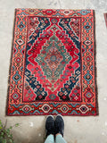 3'3 x 4'2 Antique Lenkoran Caucasian scatter rug #2035 / 3x4 Vintage Rug - Blue Parakeet Rugs