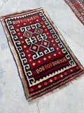 1'6 x 2'6 Antique Turkish Mat #2524/ 2x3 vintage rug - Blue Parakeet Rugs