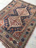 3'7 x 4'10 antique Persian Qashqai rug (#998G) - Blue Parakeet Rugs