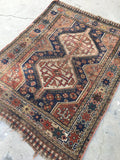 3'7 x 4'10 antique Persian Qashqai rug (#998G) - Blue Parakeet Rugs