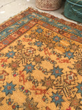 4' x 5'9 antique Persian Malayer with saffron ground - Blue Parakeet Rugs