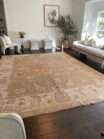 9'1 x 11'7 Heavy duty Vintage Turkish Oushak rug #2185 / 9x12 Vintage Rug - Blue Parakeet Rugs