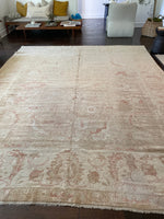 9'1 x 11'7 Heavy duty Vintage Turkish Oushak rug #2185 / 9x12 Vintage Rug - Blue Parakeet Rugs