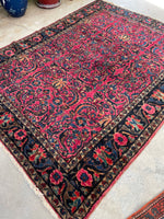 5'4 x 6'10 Antique Full Pile Berry Lilihan rug #2358 - Blue Parakeet Rugs