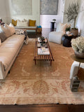 9'1 x 11'7 Heavy duty Vintage Turkish Oushak rug #2185 / 9x12 Vintage Rug - Blue Parakeet Rugs