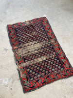 2'6 X 3'9 Battered And Bruised Antique Persian Rug #967 / 3x4 Vintage Rug - Blue Parakeet Rugs