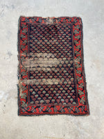 2'6 X 3'9 Battered And Bruised Antique Persian Rug #967 / 3x4 Vintage Rug - Blue Parakeet Rugs