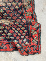 2'6 X 3'9 Battered And Bruised Antique Persian Rug #967 / 3x4 Vintage Rug - Blue Parakeet Rugs