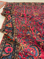5'4 x 6'10 Antique Full Pile Berry Lilihan rug #2358 - Blue Parakeet Rugs