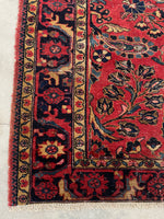 5'1 x 6'3 Antique floral 1920s wool rug #1867 / 5x6 Vintage Rug - Blue Parakeet Rugs