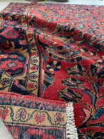 5'1 x 6'3 Antique floral 1920s wool rug #1867 / 5x6 Vintage Rug - Blue Parakeet Rugs