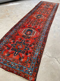 3'1 x 11'6 Antique Burnt Orange Persian Heriz Runner #2359 - Blue Parakeet Rugs