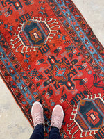 3'1 x 11'6 Antique Burnt Orange Persian Heriz Runner #2359 - Blue Parakeet Rugs
