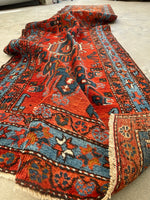 3'1 x 11'6 Antique Burnt Orange Persian Heriz Runner #2359 - Blue Parakeet Rugs