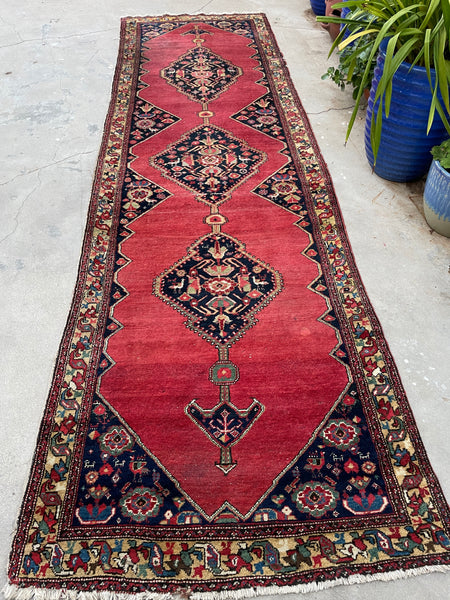 3'8 x 12'3 Antique Persian Malayer Runner #2528 - Blue Parakeet Rugs