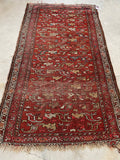 3'4 x 5'9 Worn Antique Persian Malayer Rug #1180 / 3x6 Vintage Rug - Blue Parakeet Rugs