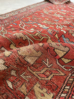 3'4 x 5'9 Worn Antique Persian Malayer Rug #1180 / 3x6 Vintage Rug - Blue Parakeet Rugs