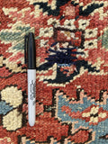 7'8 x 10'2 Antique tribal Heriz rug w/ French blue borders #2038 / 8x10 Vintage Rug - Blue Parakeet Rugs